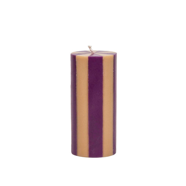 Stripe Pillar Candle M (STOCK): Bright Red / White