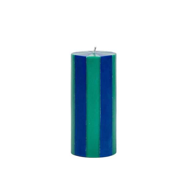 Stripe Pillar Candle M (STOCK): Bright Red / White