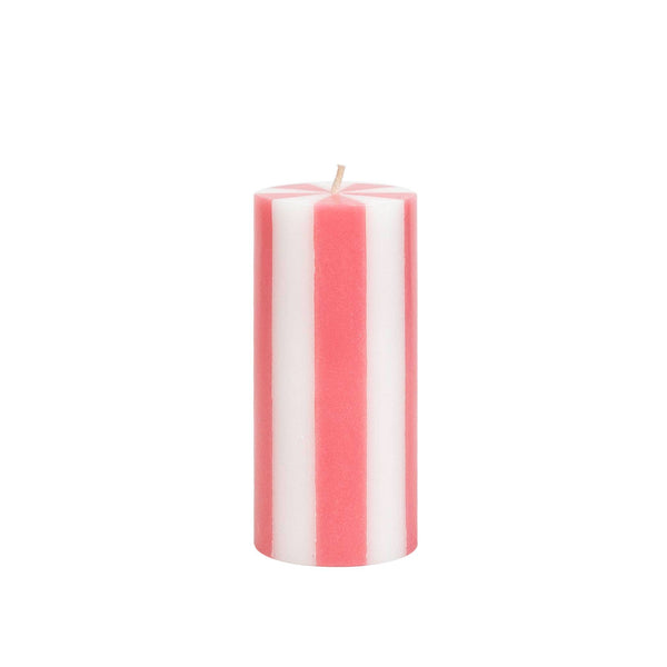 Stripe Pillar Candle M (STOCK): Bright Red / White