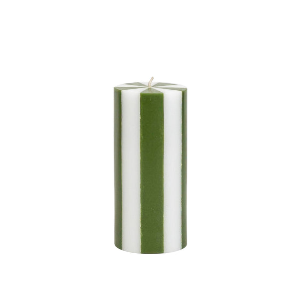 Stripe Pillar Candle M (STOCK): Bright Red / White