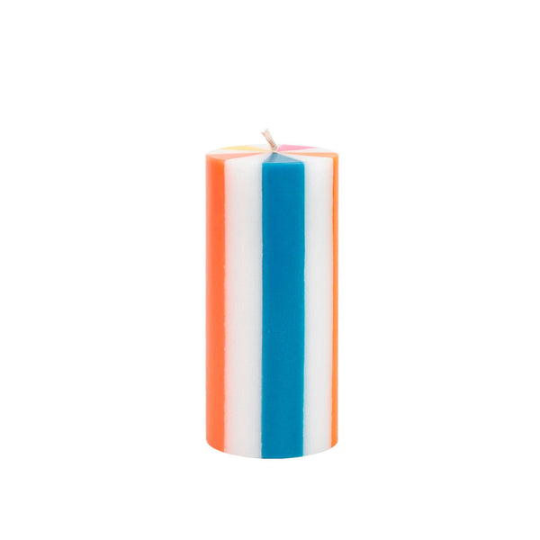 Stripe Pillar Candle M (STOCK): Bright Red / White