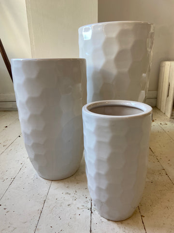 Tall white floor pot