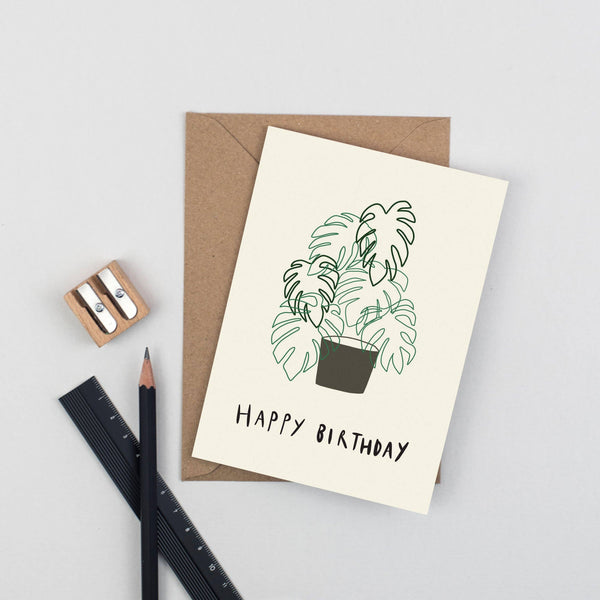 Monstera Birthday Greetings Card