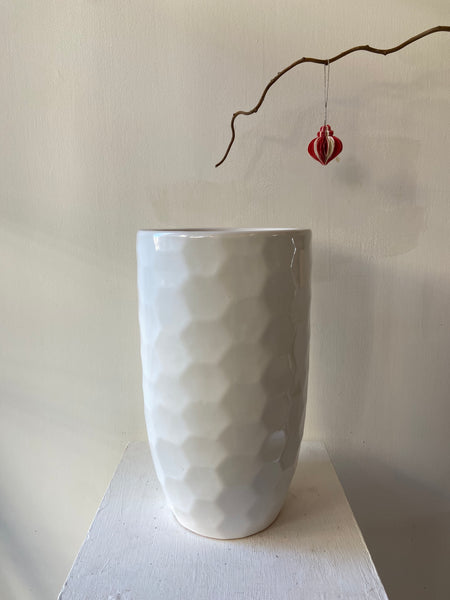 Tall white floor pot