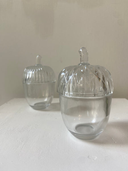 Glass Lidded Acorn Jar