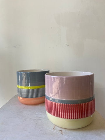 Pastel stripe pots