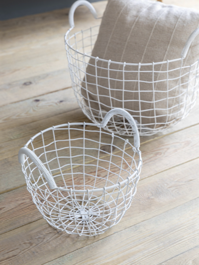 Wirework Basket White Steel 2x sizes