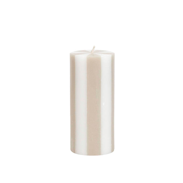 Stripe Pillar Candle M (STOCK): Bright Red / White