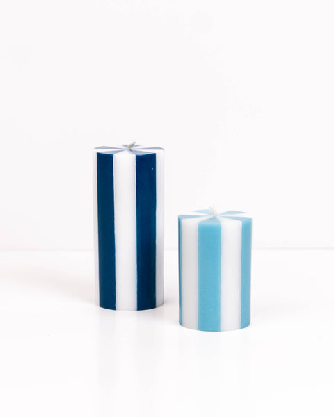 Stripe Pillar Candle M (STOCK): Bright Red / White