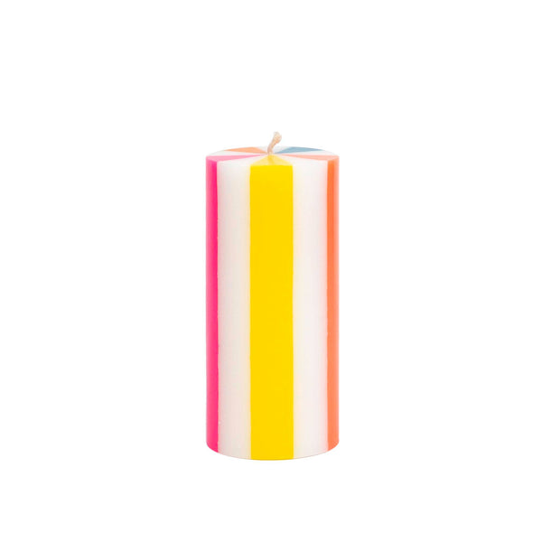 Stripe Pillar Candle M (STOCK): Bright Red / White